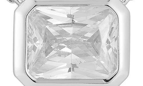 Glaze Jewelry Sterling Silver Rectangle Solitaire Pendant Necklace In Metallic