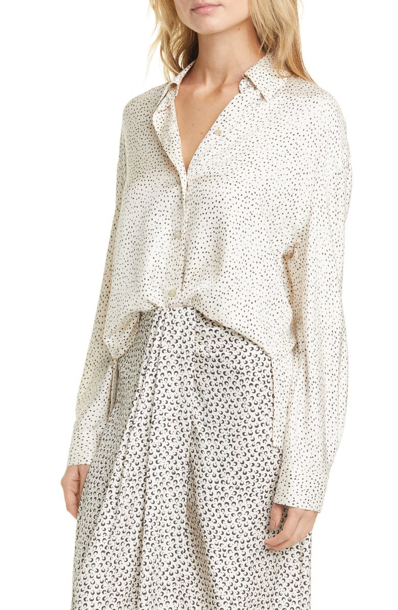Vince Ditsy Dot Long Sleeve Silk Blend Button-Up Shirt, Main, color, 