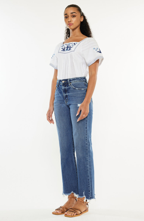 Kancan Jemma High Rise Slim Wide Leg Jeans In Blue