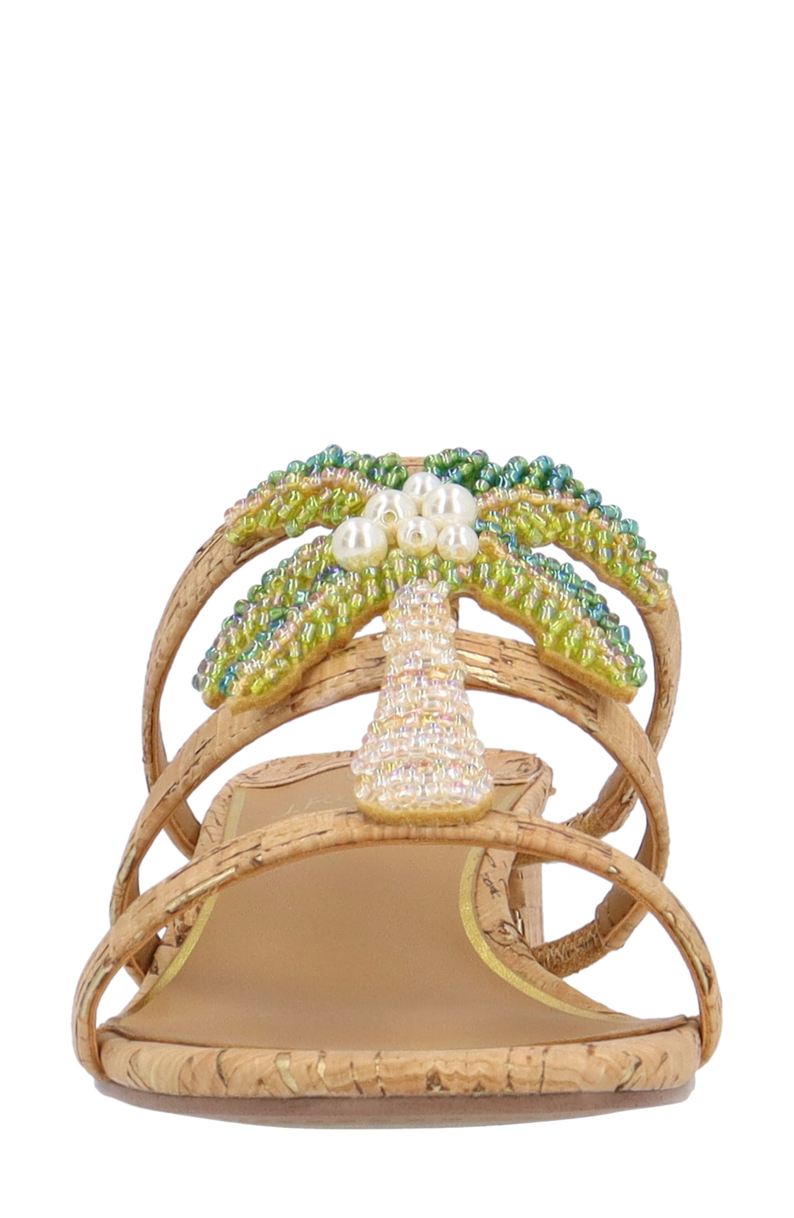 J. Reneé Palmetto Block Heel Sandal, Alternate, color, Natural/ Gold