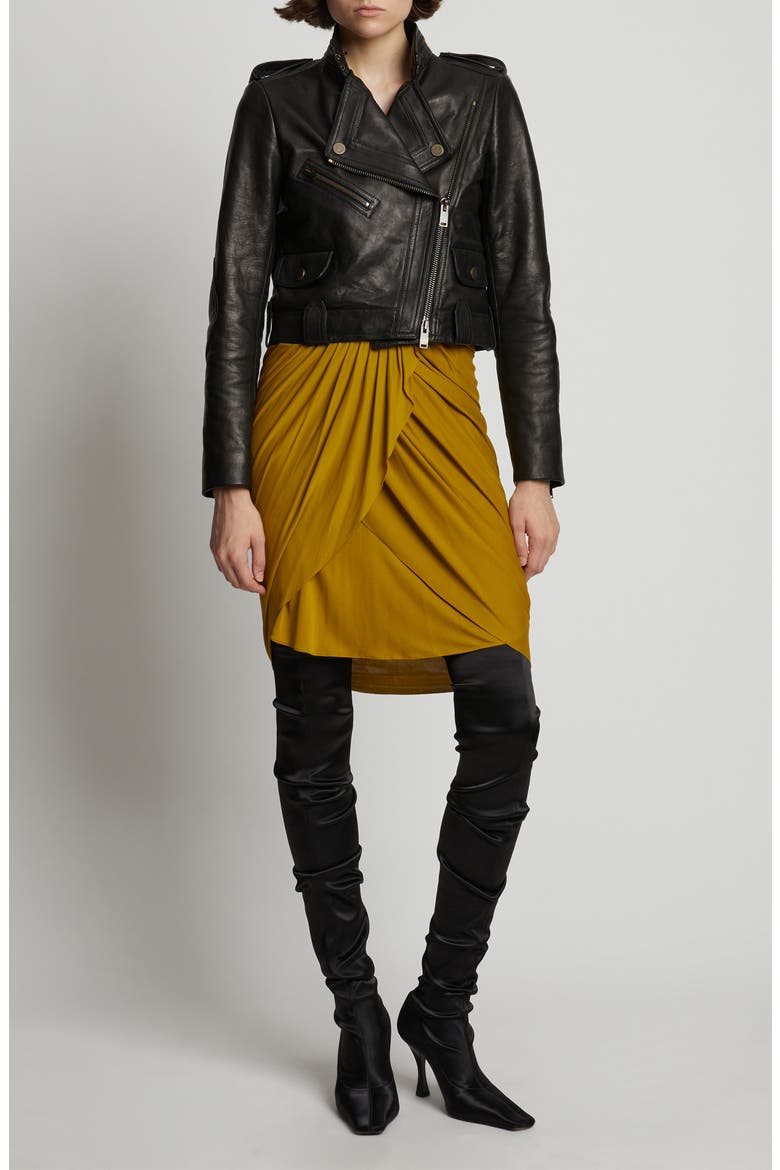 Leather Crop Moto Jacket, Alternate, color, BLACK