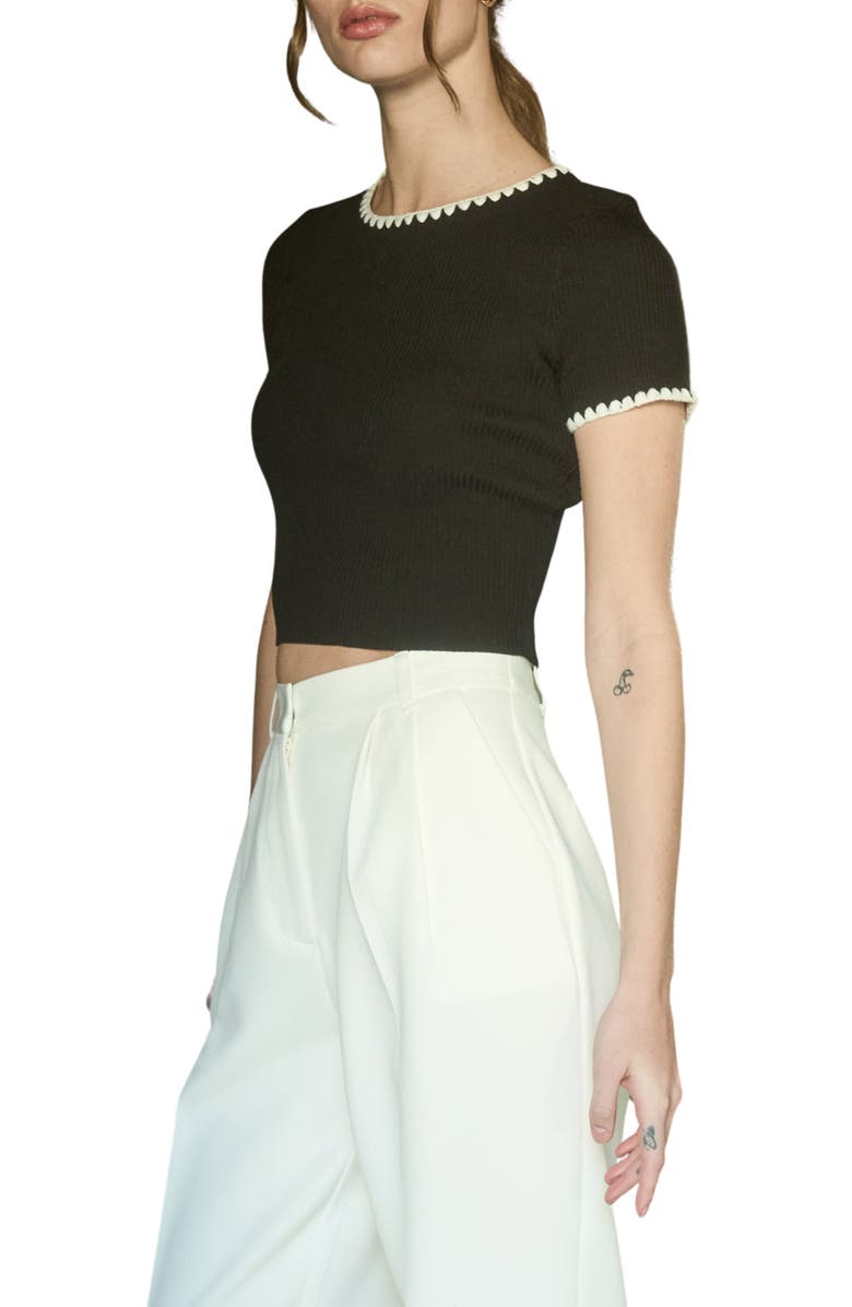 Blu Pepper Contrast Trim Crop Knit Top, Alternate, color,