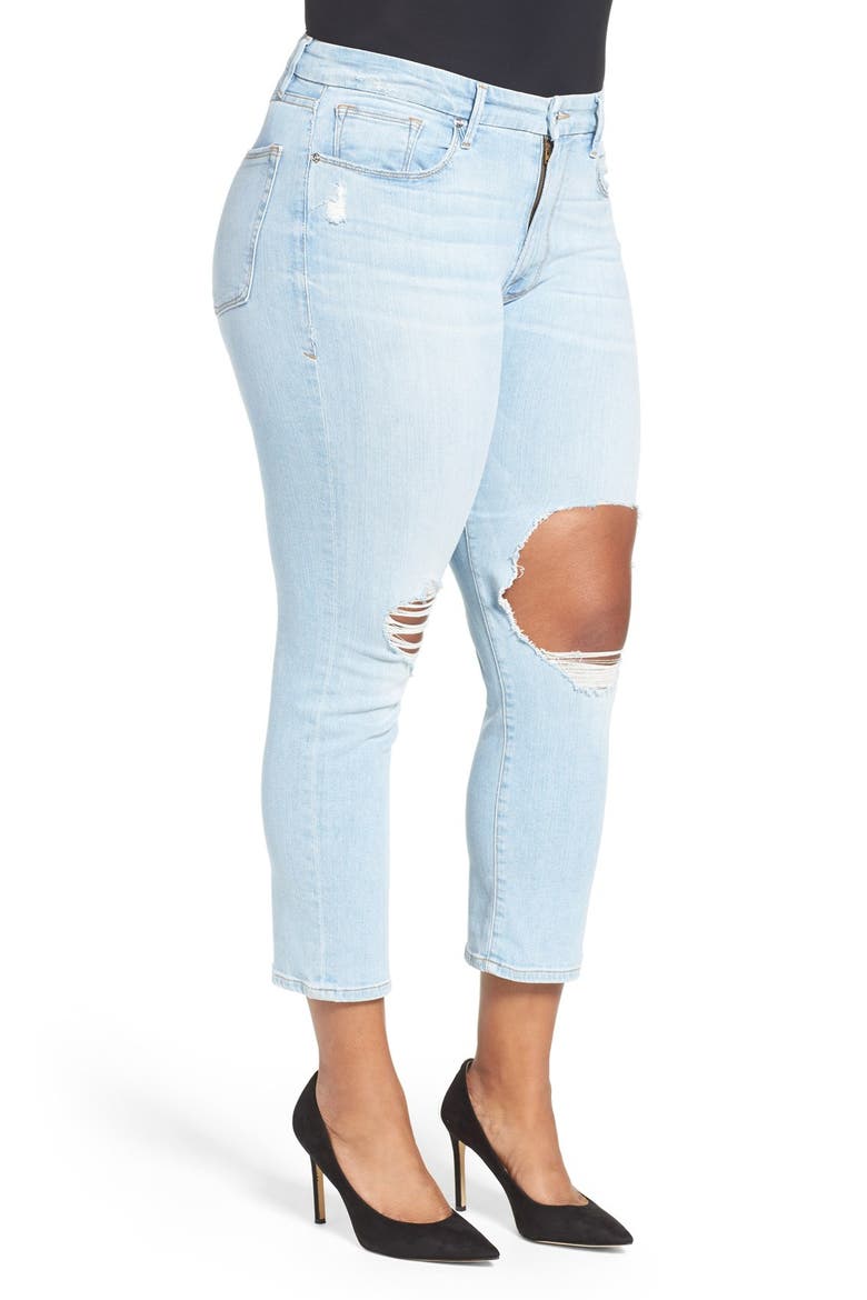 Good Cuts High Rise Ripped Boyfriend Jeans, Alternate, color, BLUE 011