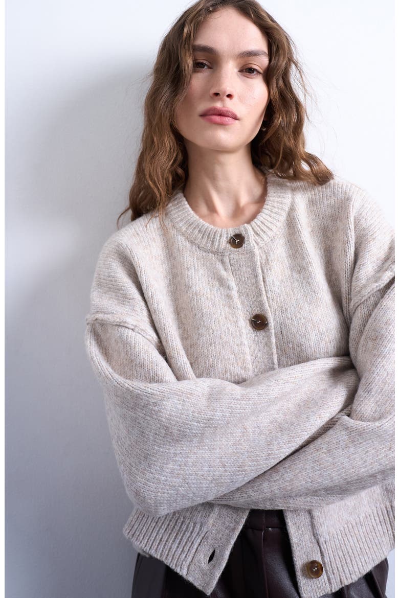 Exposed Seam Relaxed Fit Cardigan, Alternate, color, WHITE