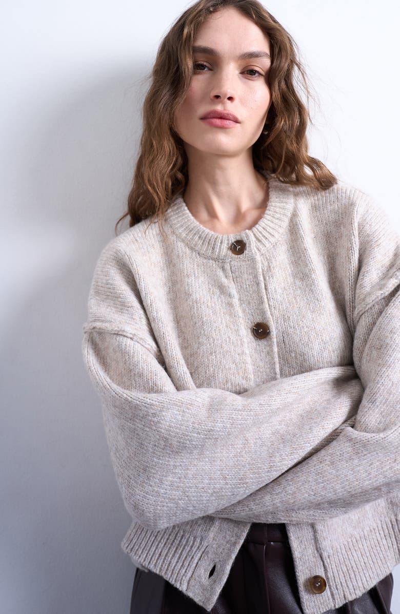 Topshop Exposed Seam Relaxed Fit Cardigan, Alternate, color, White