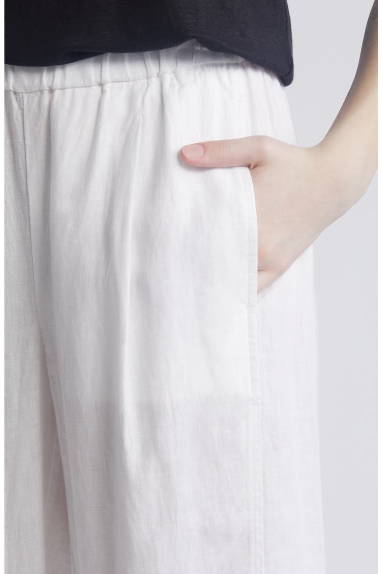 Pleated Organic Linen Lantern Pants, Alternate, color, WHITE