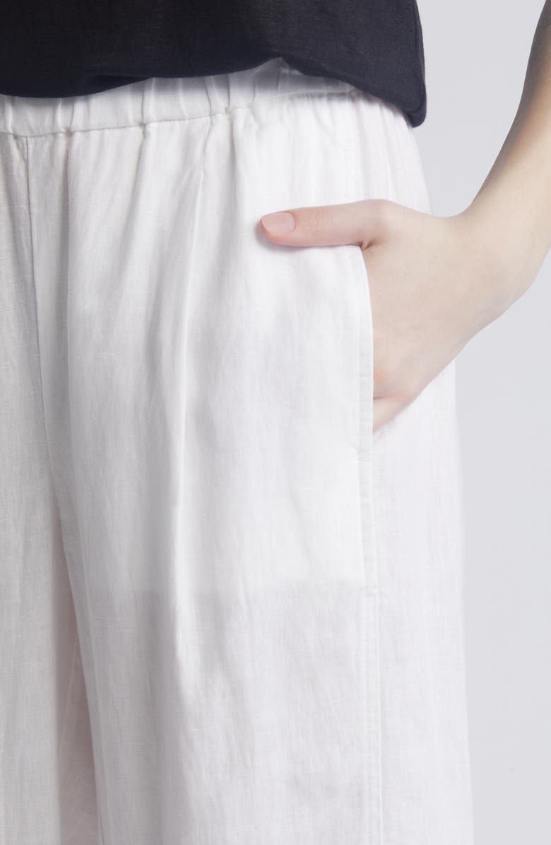 Eileen Fisher Pleated Organic Linen Lantern Pants, Alternate, color, White