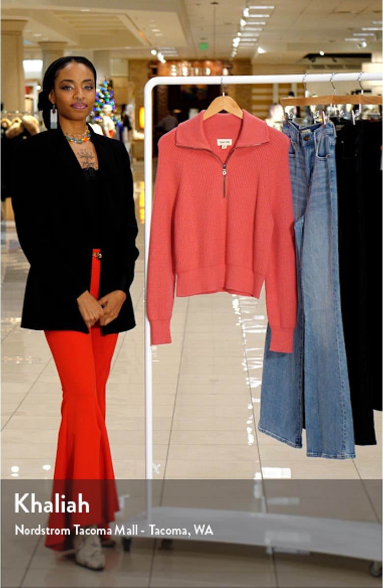 Half Zip Cotton Blend Rib Sweater, sales video thumbnail