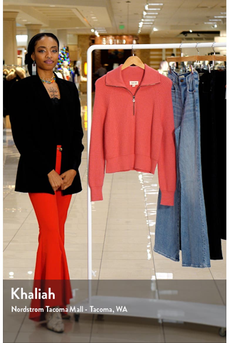 Half Zip Cotton Blend Rib Sweater video