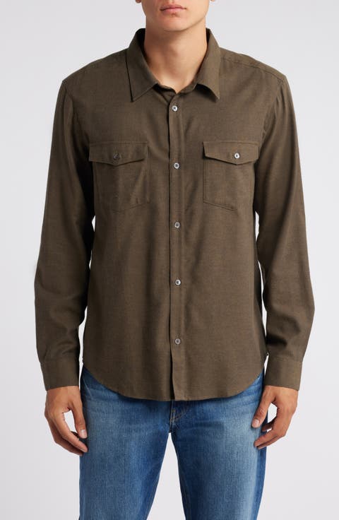 Cotton & Merino Wool Button-Up Shirt