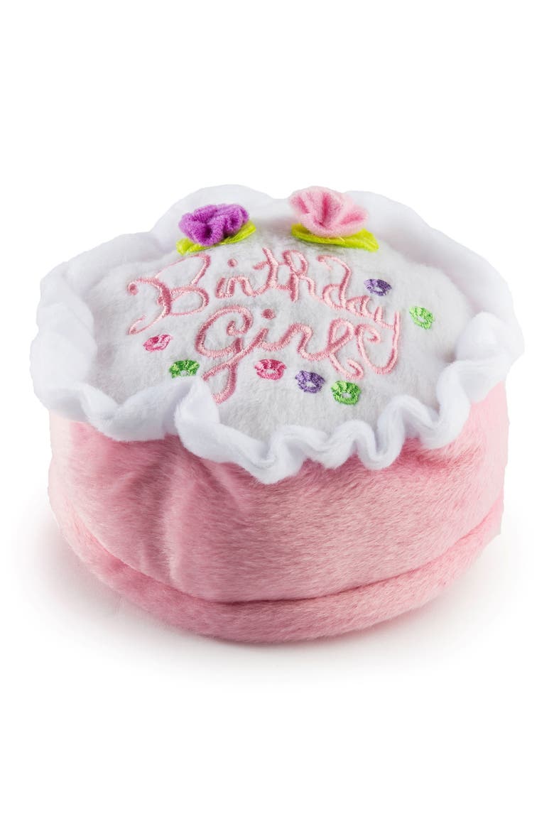 Birthday Girl Cake Plush Dog Toy, Main, color, PINK