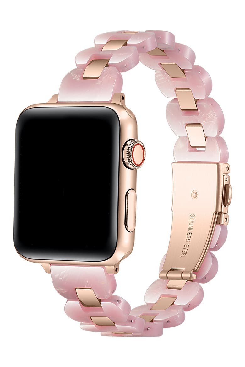 Aria Resin & Stainless Steel Apple Watch® Watchband, Alternate, color, BLUSH / ROSE GOLD