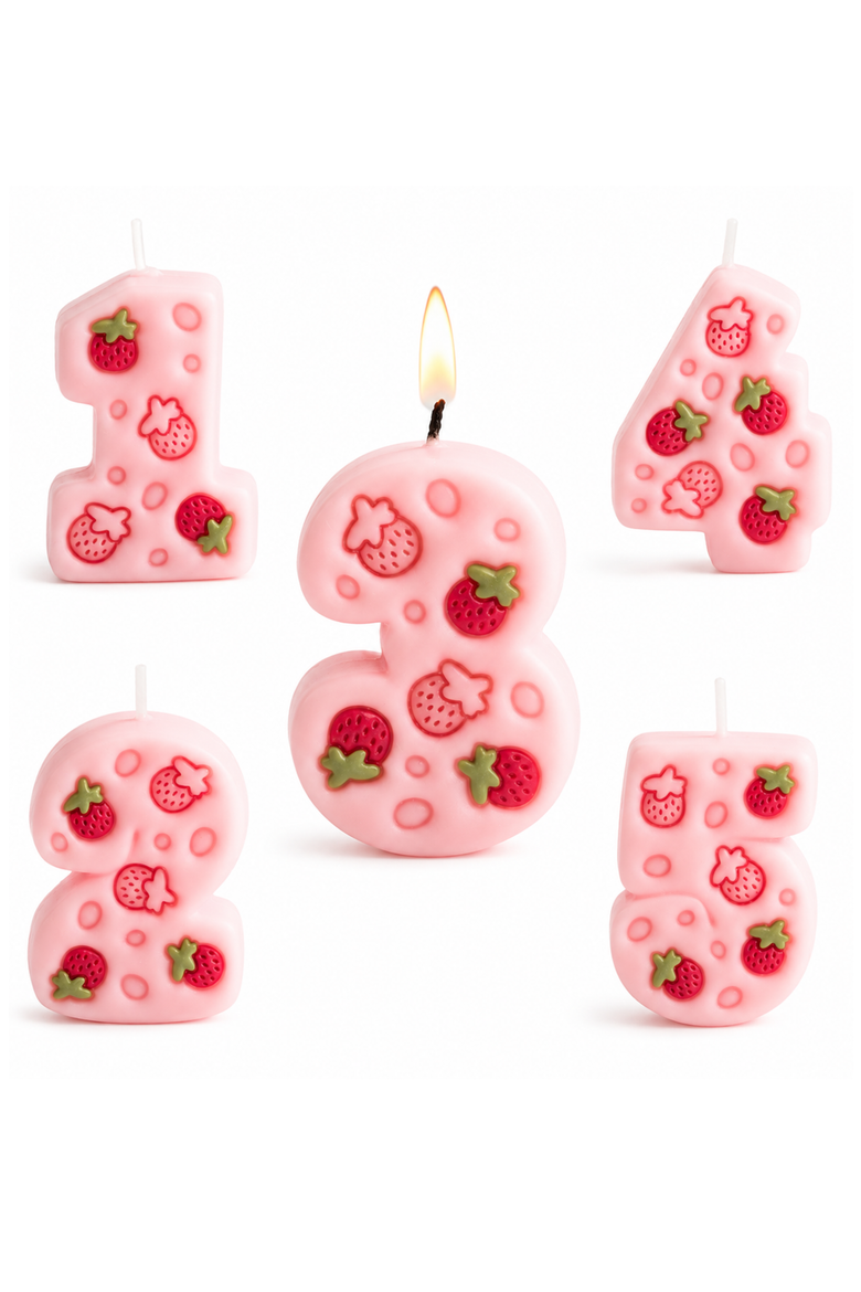 Strawberry Number 3 Candle, Main, color, Number 2