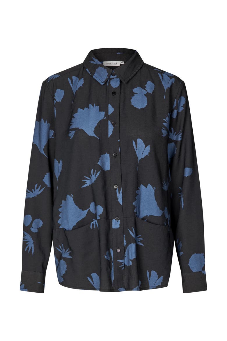 Inanne Long Sleeve Printed Shirt, Alternate, color, Gray Blue