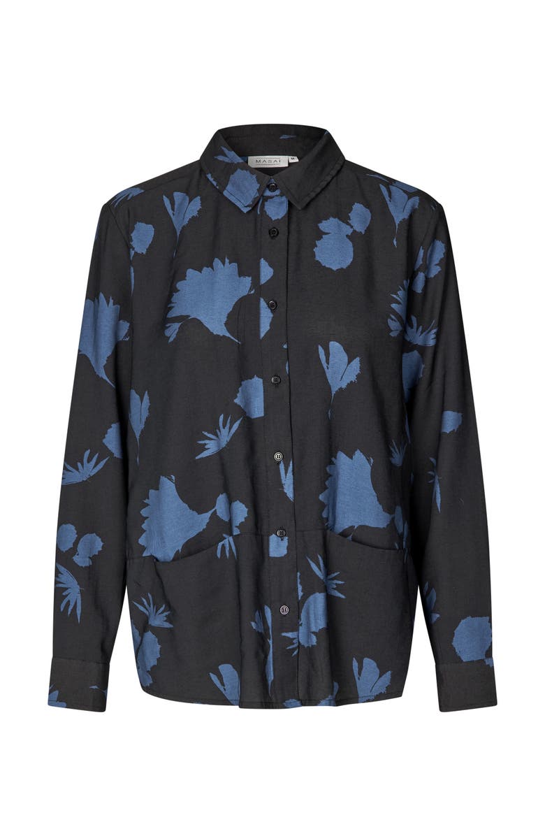 Masai Copenhagen Inanne Long Sleeve Printed Shirt, Alternate, color, Gray Blue