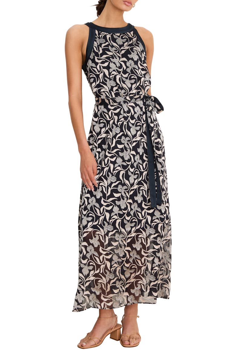 Becca Floral Burnout Dress, Main, color, INDIGO MULTI