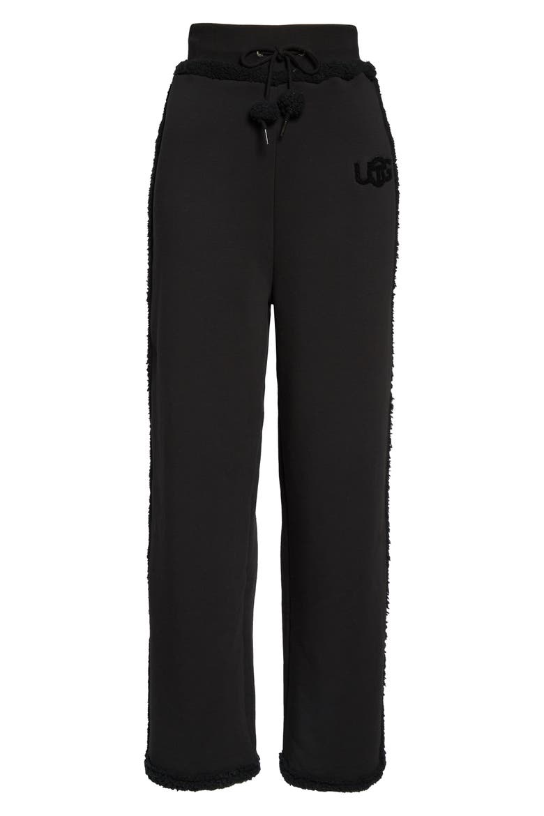 X TELFAR Faux Shearling Sweatpants, Alternate, color, BLACK