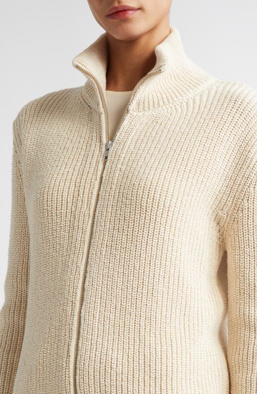 Shop Mm6 Maison Margiela Full Zip Rib Cardigan In Cream