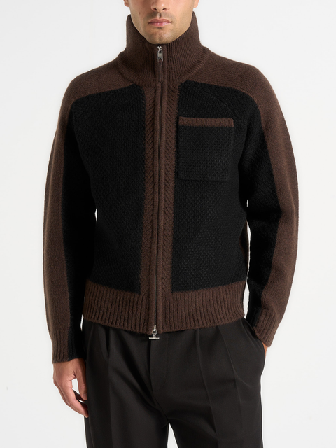 Rene Colour Block Zip Through Cardigan