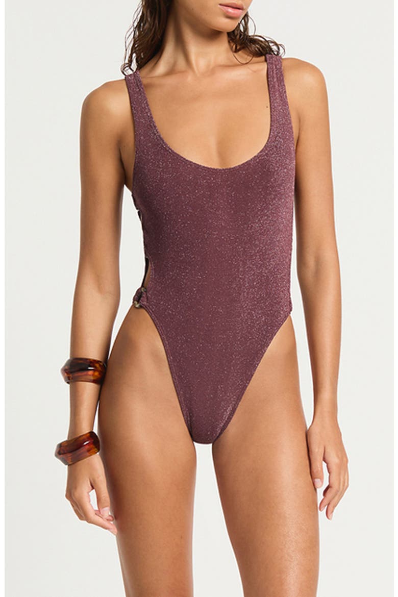 Madison Ring Side One-Piece Swimsuit, Main, color, AMARENA LUREX MICRO