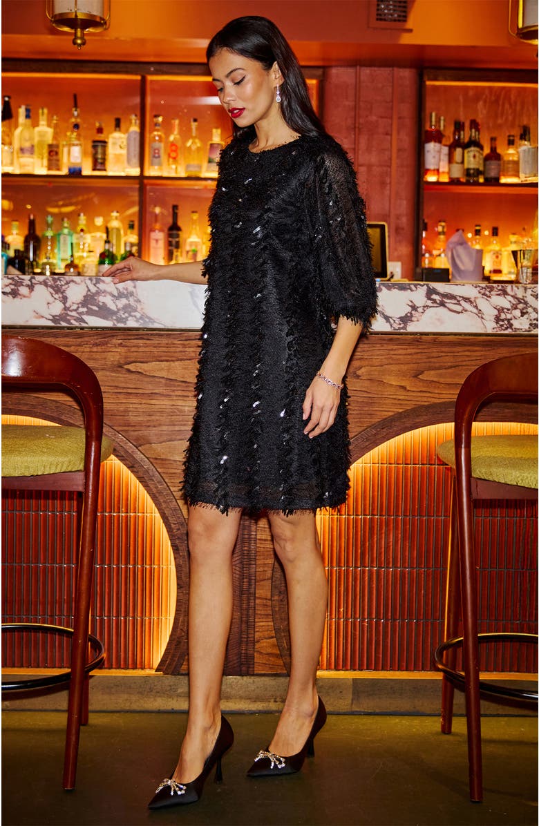 Yumi Hanging Sequin Tunic Dress, Alternate, color, Black