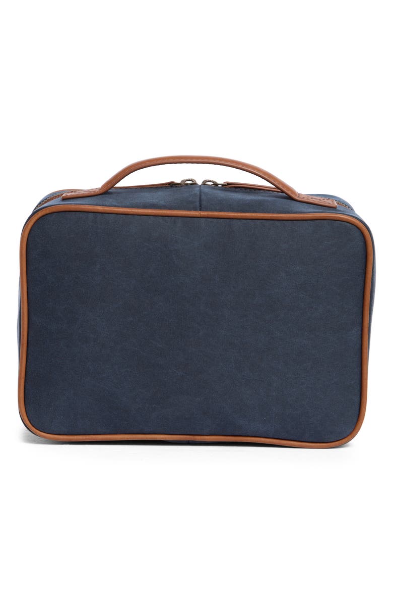 Johnston & Murphy Antique Cotton & Leather Dopp Kit, Alternate, color, Navy
