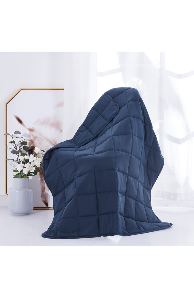 BON VOYAGE 5lb. Navy Microfiber Weighted Travel Throw, Alternate, color, 
