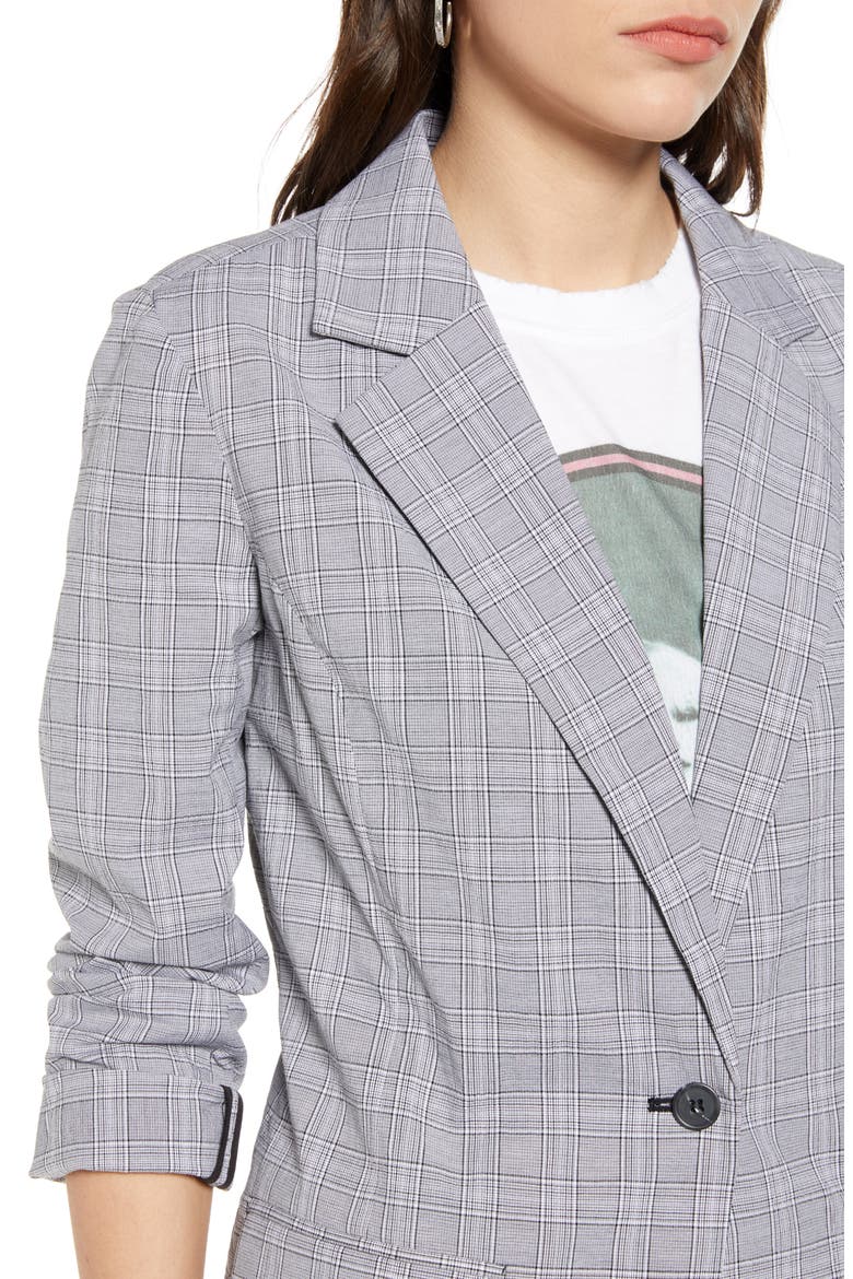 Mini Plaid Blazer, Alternate, color, BLACK- WHITE PLAID