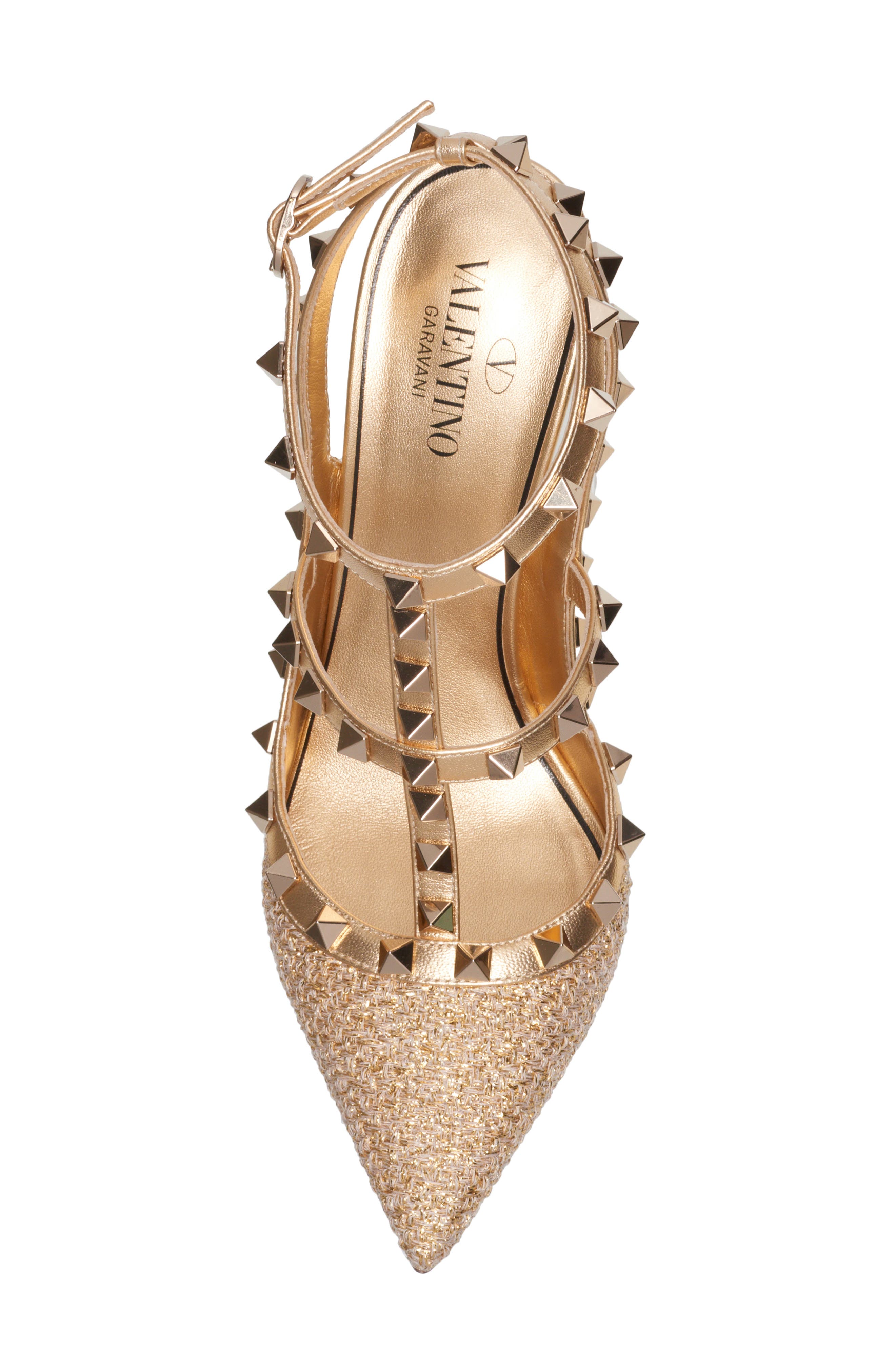 Valentino Garavani Rockstud T-Strap Pointed Toe Pump, Alternate, color, 