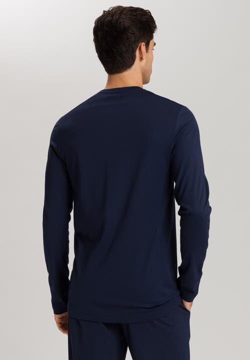 Hanro Night And Day Long Sleeve Shirt In Blue