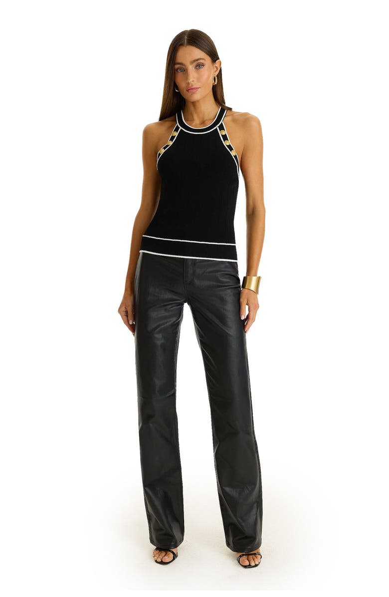 The Noli Shop Martha Button Halter Tank, Alternate, color, Black