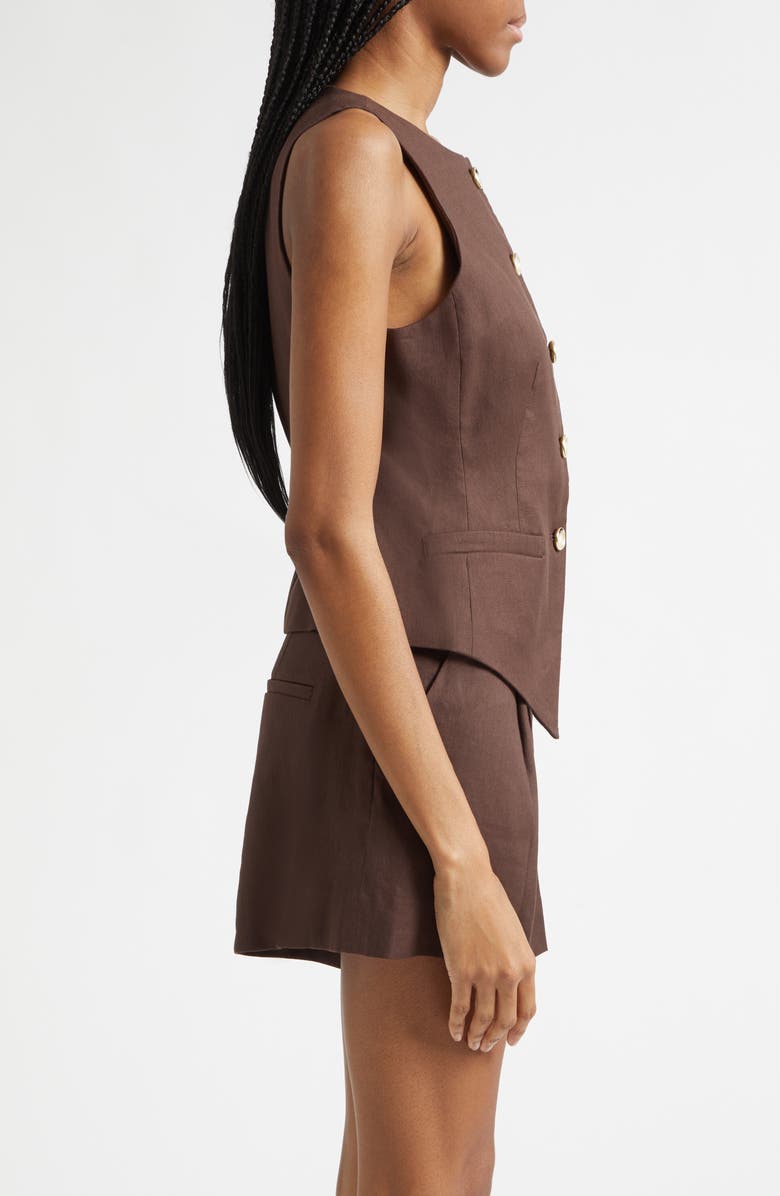 Veronica Beard Hartwell Linen Blend Vest, Alternate, color, Dark Mocha
