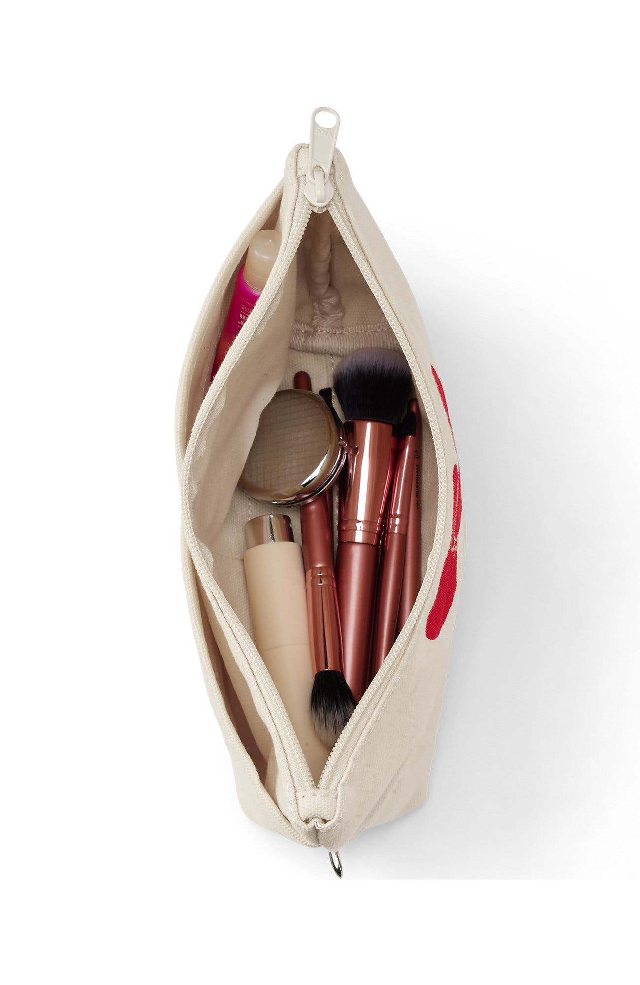 Zipper Canvas Pouch, Alternate, color, You And Me Hearts/Red