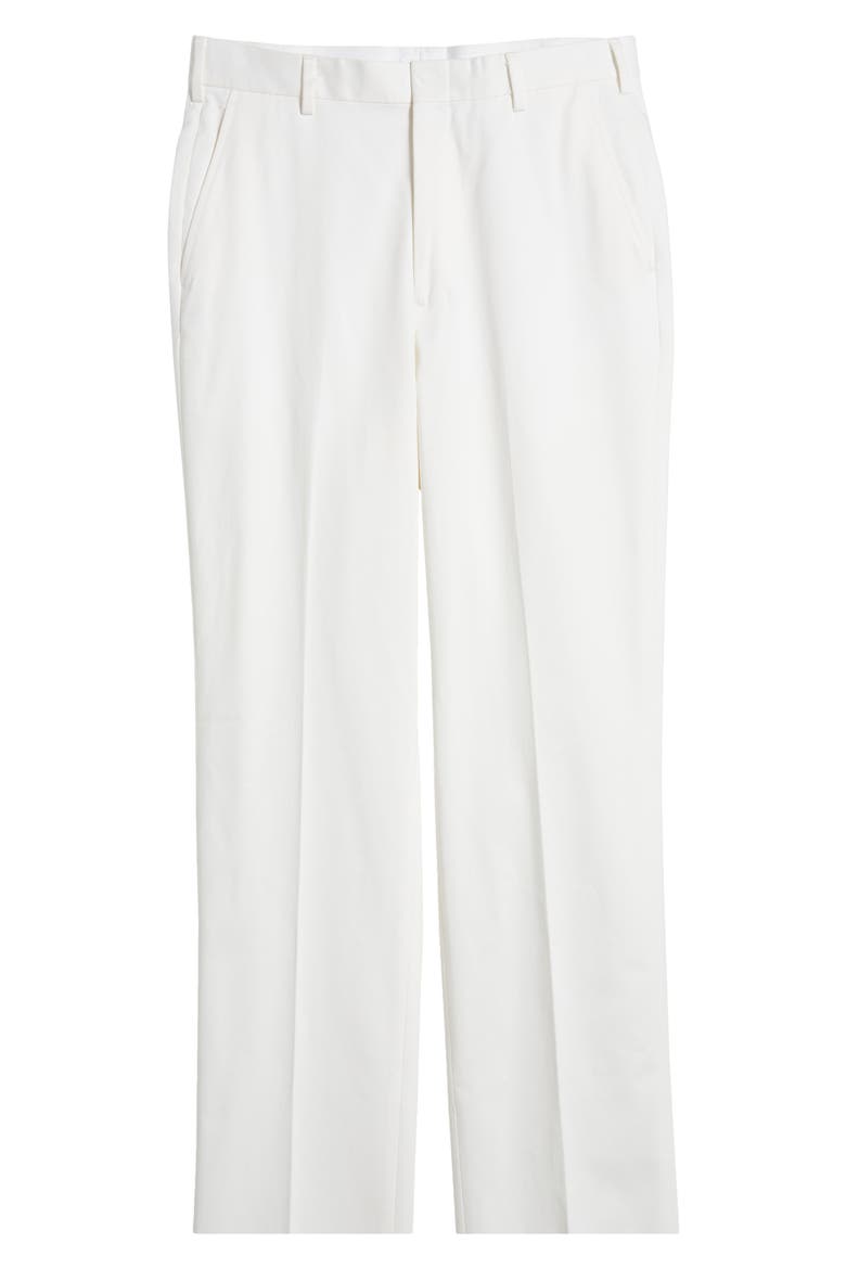 Flat Front Classic Fit Cotton Dress Pants, Alternate, color, WHITE