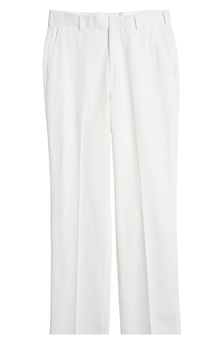 Berle Flat Front Classic Fit Cotton Dress Pants, Alternate, color, White