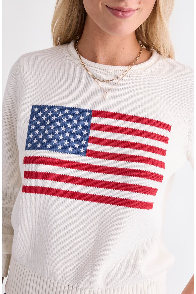 Katie Cotton Americana Rollneck Sweater, Alternate, color, WHITE CAP