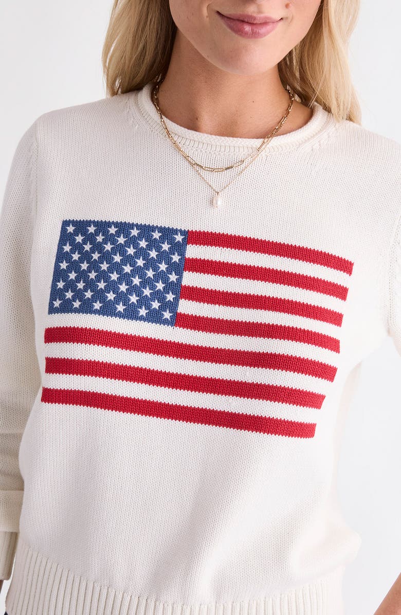 vineyard vines Katie Cotton Americana Rollneck Sweater, Alternate, color, White Cap