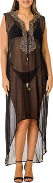 RANEES Sleeveless Embellished High/Low Coverup