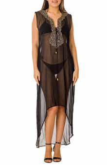 RANEES Sleeveless Embellished High/Low Coverup