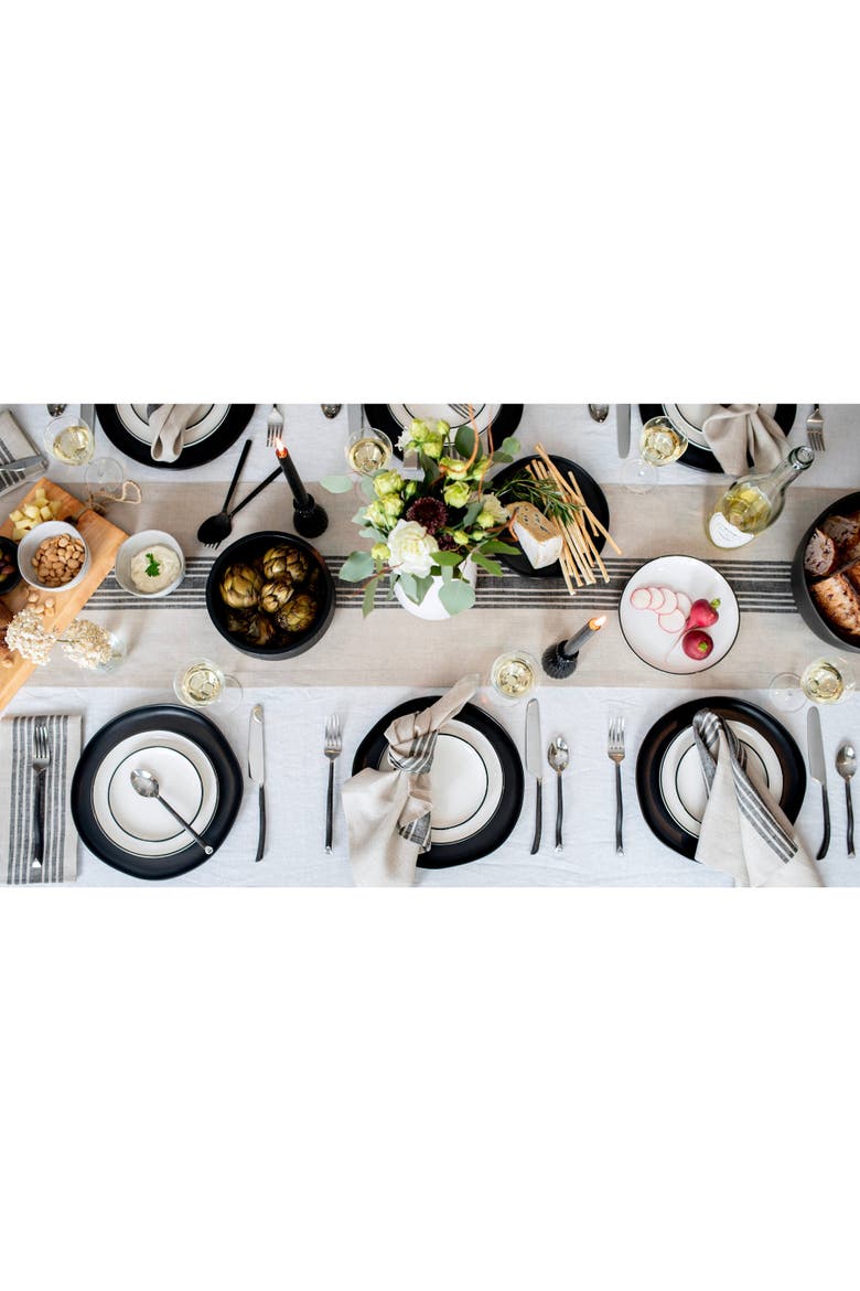 Linen Dinner Napkins Set of 4, 20 x 20" - Farmhouse, Alternate, color, Black and Natural