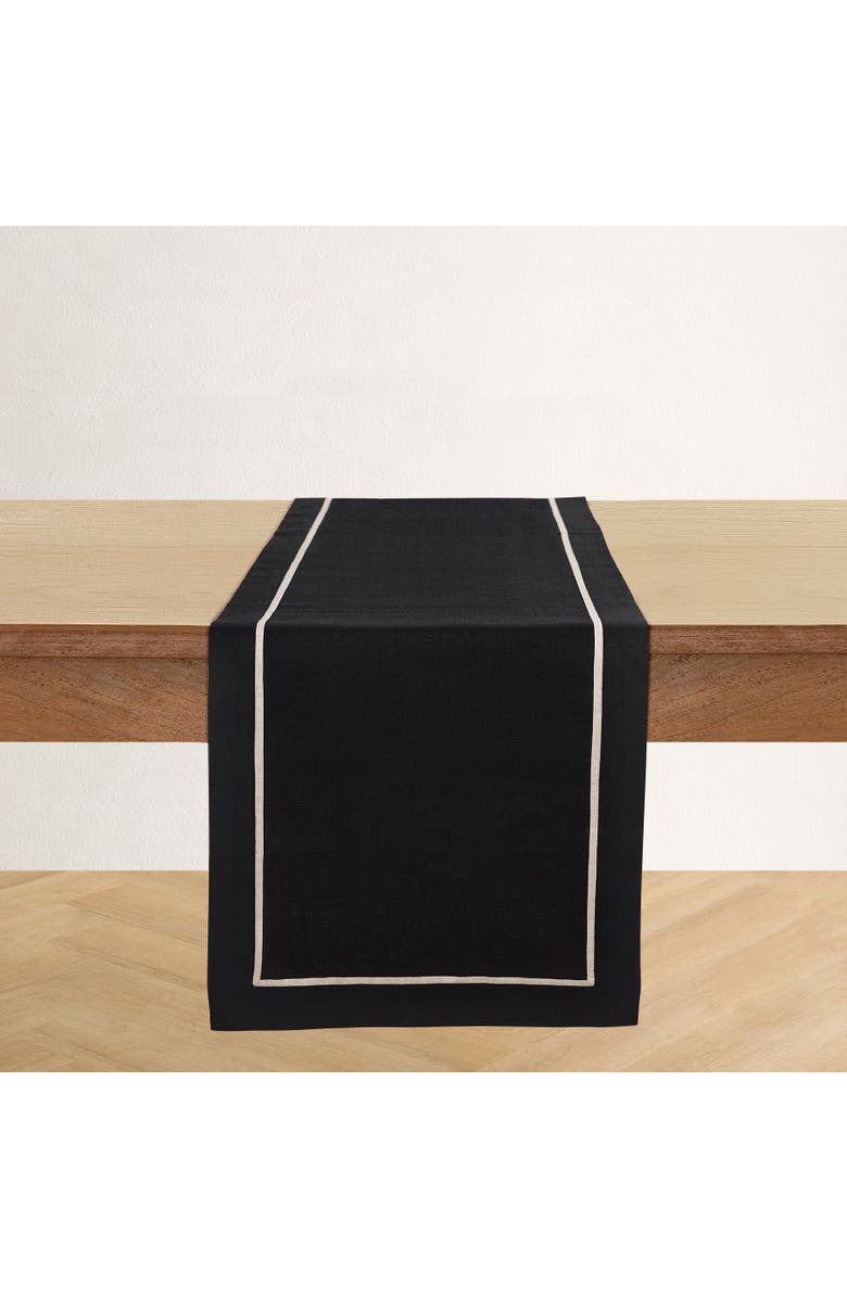 Solino Home Linen Table Runner for Dining Table, Holiday and Everyday Table Decor - Kensington, Alternate, color, Black