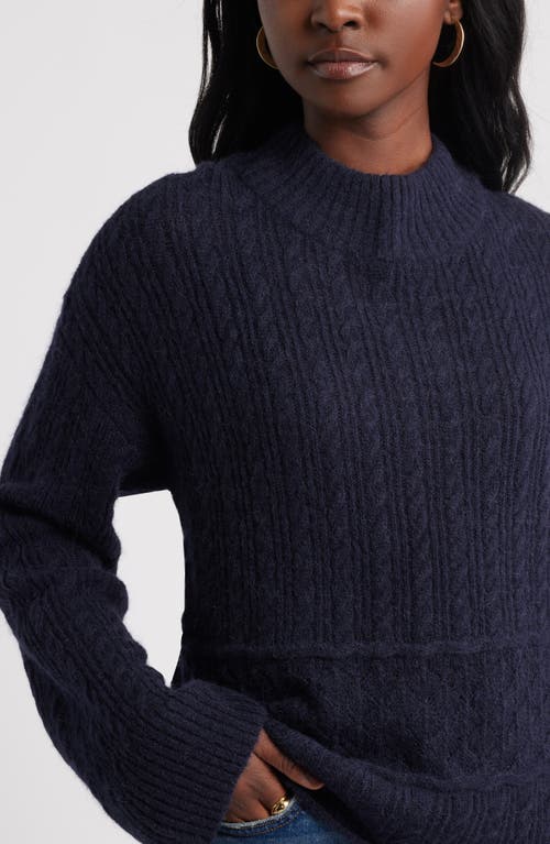 Treasure & Bond Mock Neck Alpaca & Wool Blend Sweater In Blue