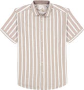 Robert Graham Preston Stripe Short Sleeve Cotton Blend Button-Up Shirt