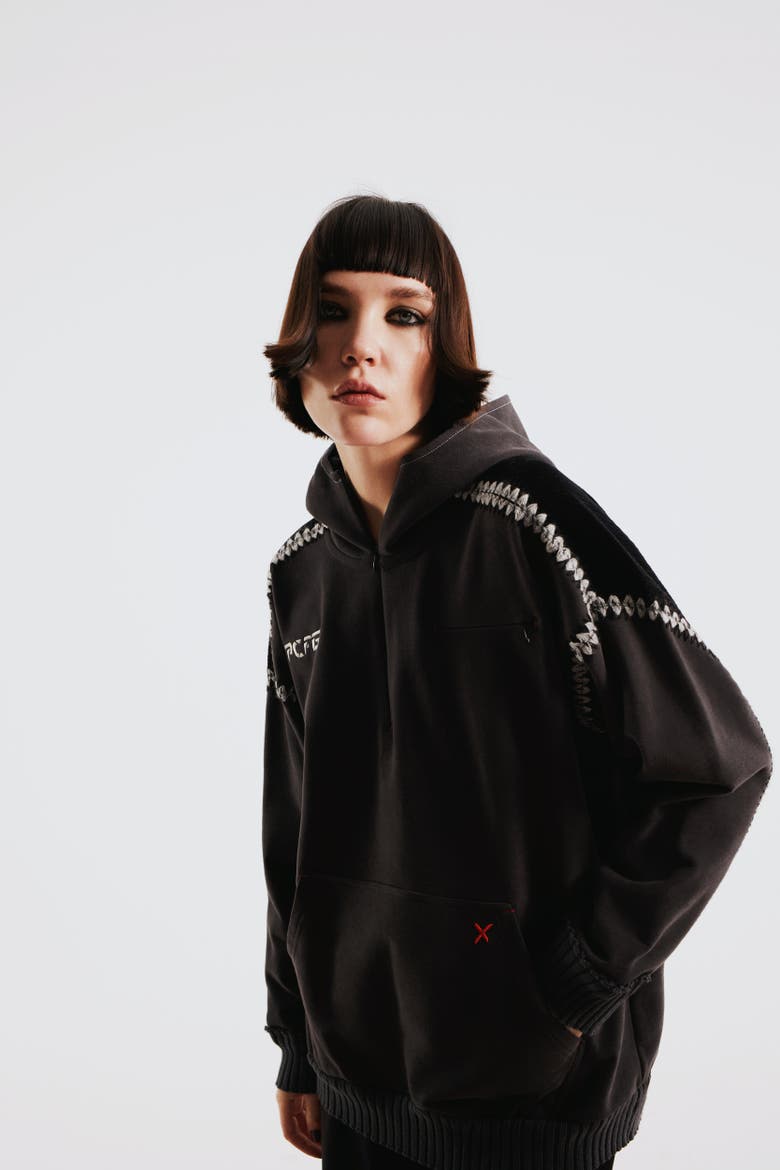 Cotton Zipper Hoodie, Alternate, color, Black