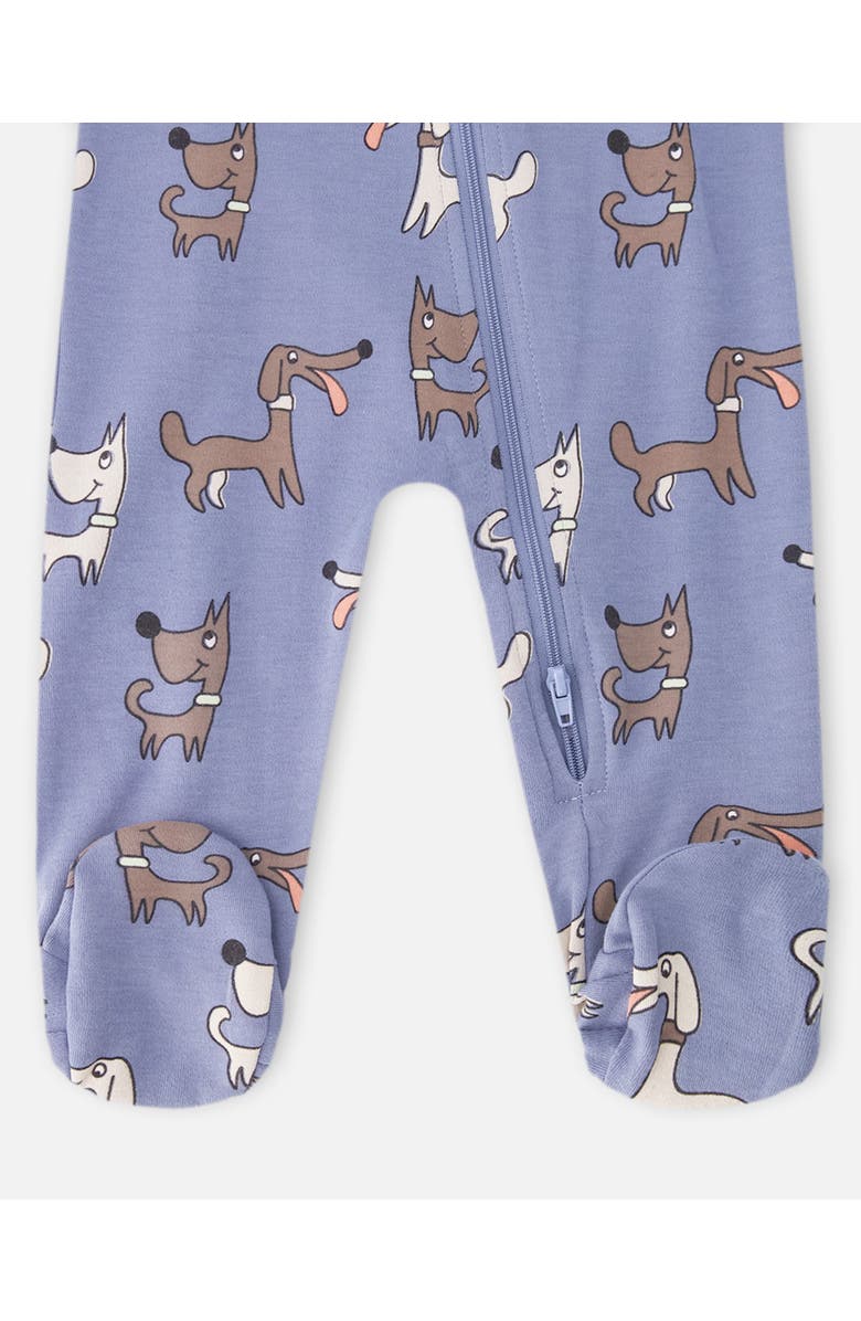 Deux par Deux Organic Cotton One-Piece Dog Print Pyjama, Alternate, color, Blue Printed Dogs