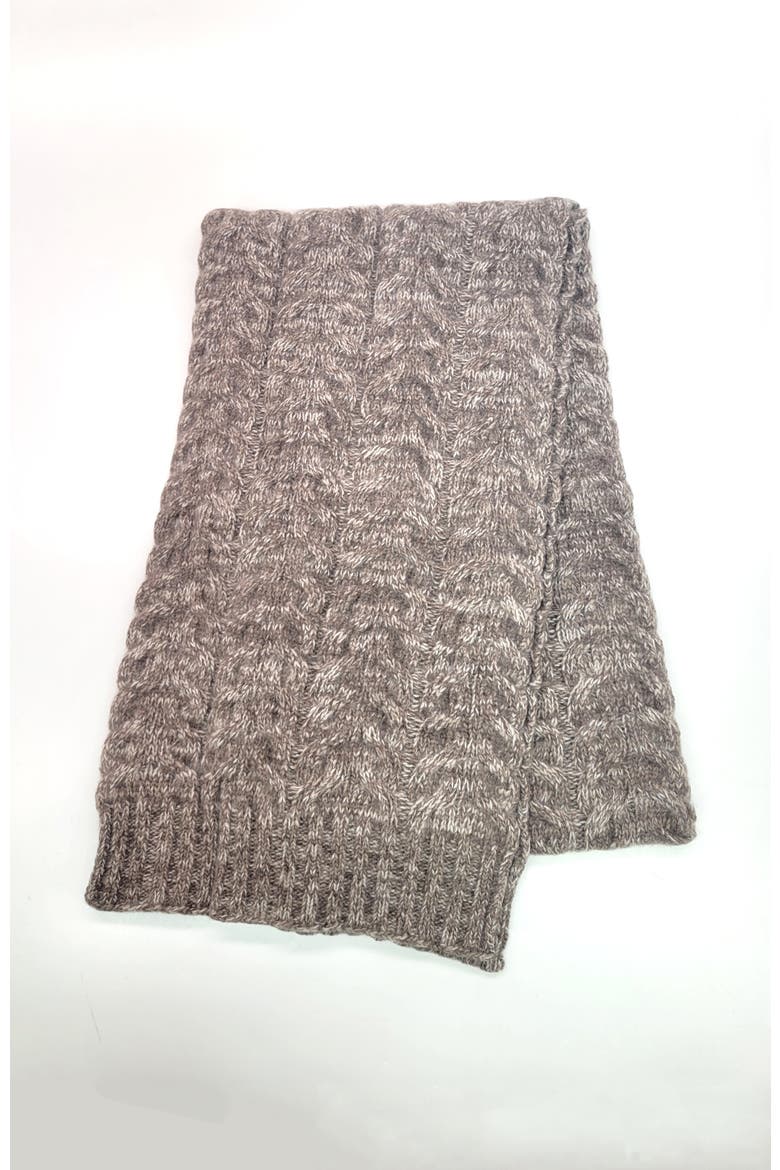 Chunky cable cashmere scarf in melange color, Alternate, color, BROWN/IVORY