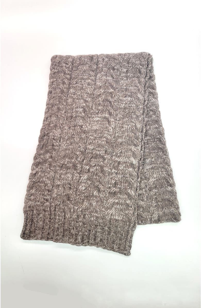 Portolano Chunky cable cashmere scarf in melange color, Alternate, color, Brown/Ivory