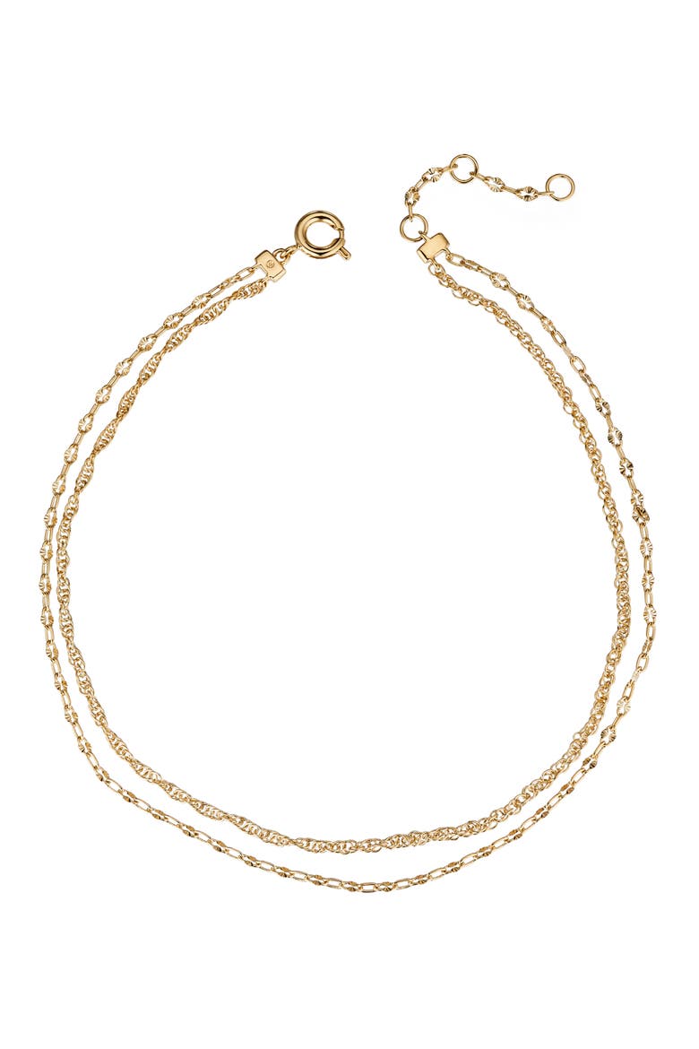 Florence Draped Double Chain Anklet, Main, color, GOLD