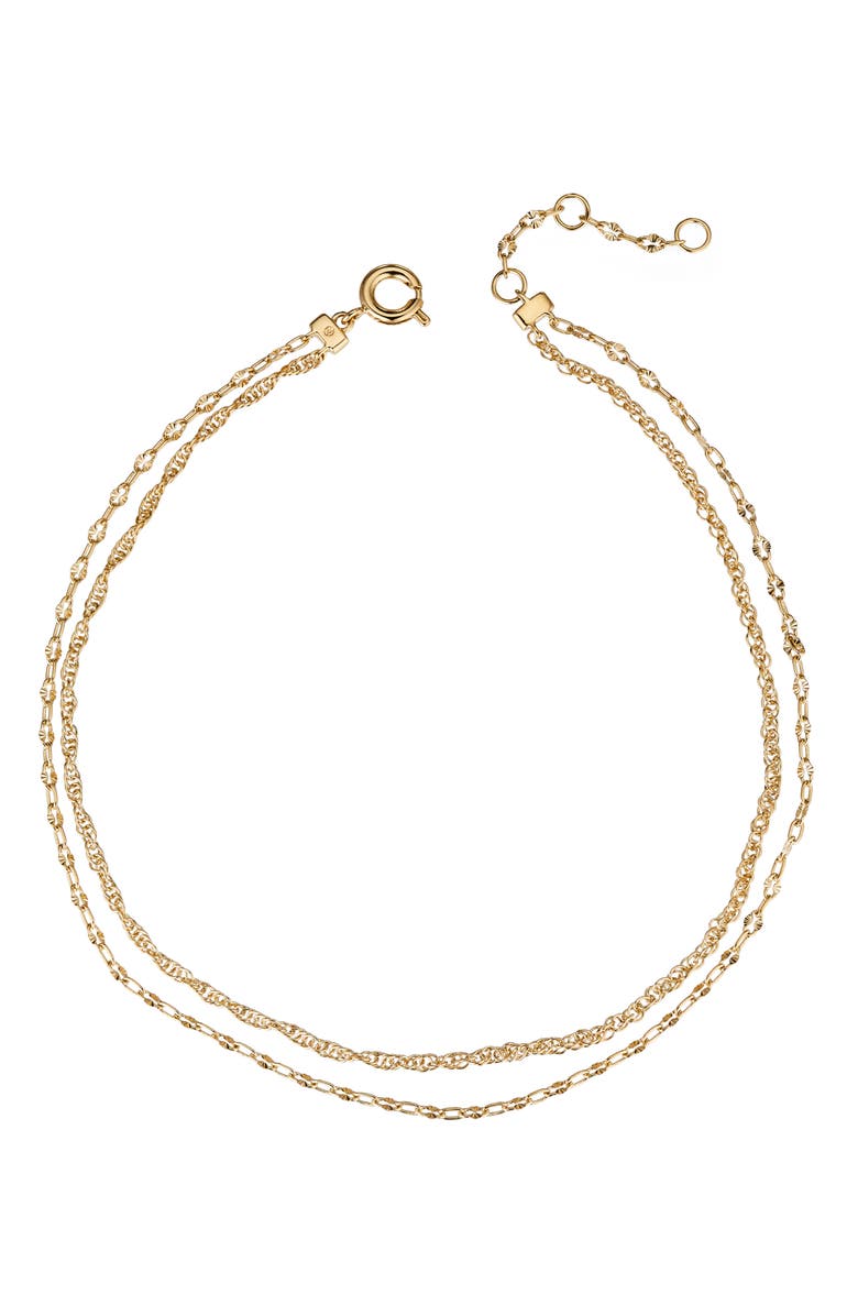 Nadri Florence Draped Double Chain Anklet, Main, color, Gold