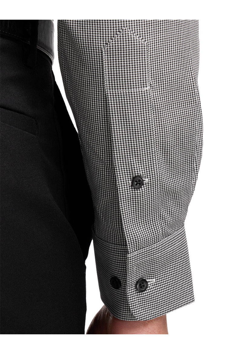 Cotton Buttondown Collar Twill Slim Contrast Trim Button Cuff Long Sleeve Shirt, Alternate, color, Black